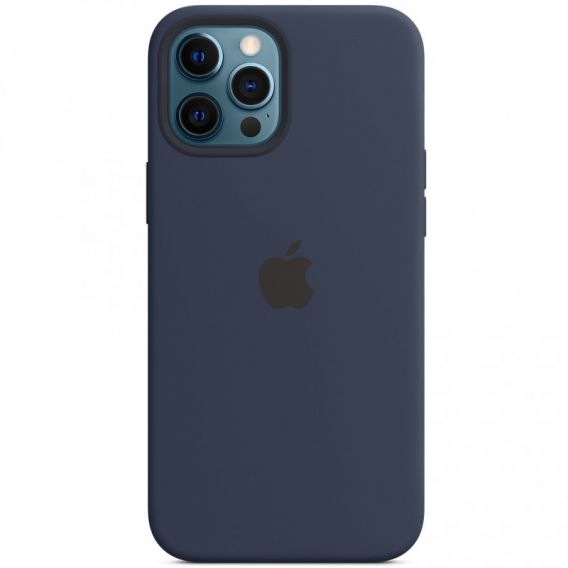 Чохол Silicone case (AAA) with Magsafe and Animation для Apple iPhone 12 Pro Max, Синій / Deep navy