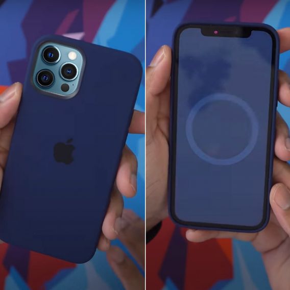 Чохол Silicone case (AAA) with Magsafe and Animation для Apple iPhone 12 Pro Max, Синій / Deep navy