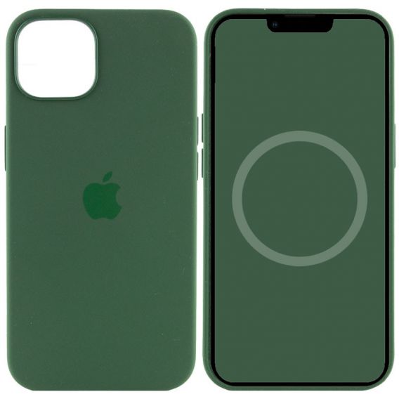 Чохол Silicone case (AAA) with Magsafe and Animation для Apple iPhone 13, Зелений / Clover