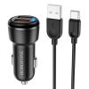 АЗУ Borofone BZ17 Core QC3.0 3A (2USB-A) + кабель USB to Type-C, Чорний