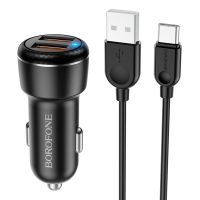 АЗУ Borofone BZ17 Core QC3.0 3A (2USB-A) + кабель USB to Type-C, Чорний
