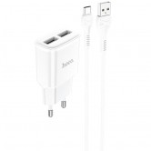 МЗП Hoco C88A Star round 2.4A (2USB-A) + кабель USB to Type-C Білий МЗП Hoco C88A Star round 2.4A (2USB-A) + кабель USB to Type-C Білий