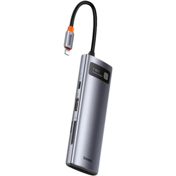 Перехідник HUB Baseus Metal Gleam Series Starjoy 7-in-1 Multifunctional (WKWG020113), Сірий