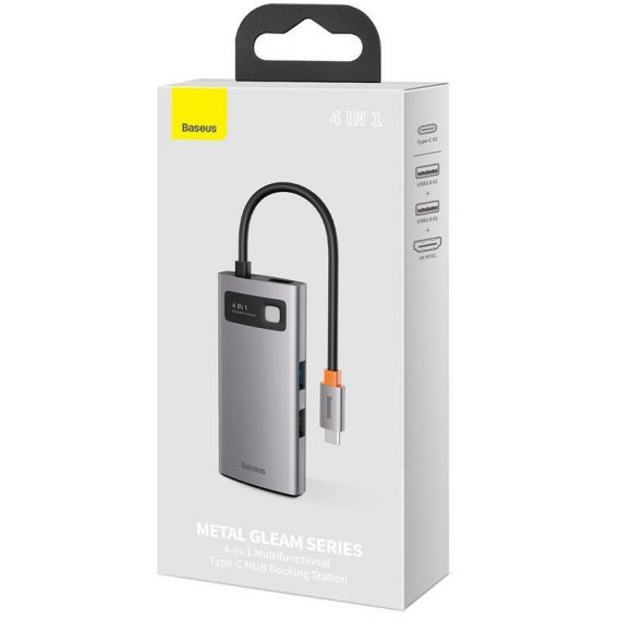 Перехідник HUB Baseus Metal Gleam Series 4-in-1 Type-C (CAHUB-CY), Gray