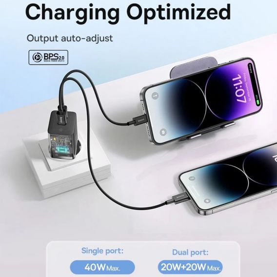 СЗУ Baseus GaN5 Pro OS + Type-C to Type-C 40W (CCGP18010), Black