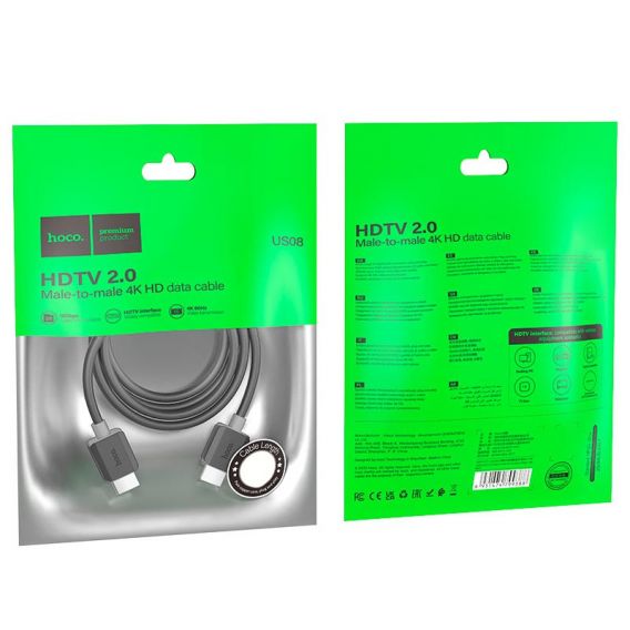 Дата кабель Hoco US08 HDTV 2.0 4K HD (3m), Black