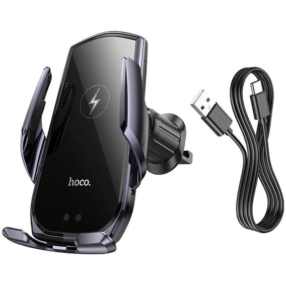 Автотримач із БЗУ Hoco CA202 Plus, Black