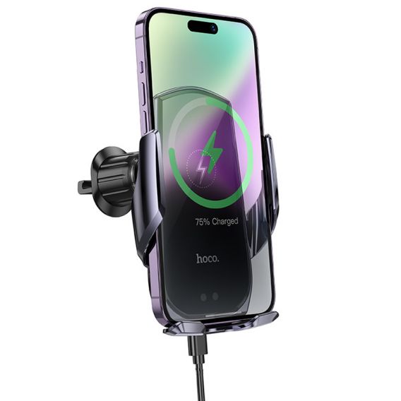 Автотримач із БЗУ Hoco CA202 Plus, Black