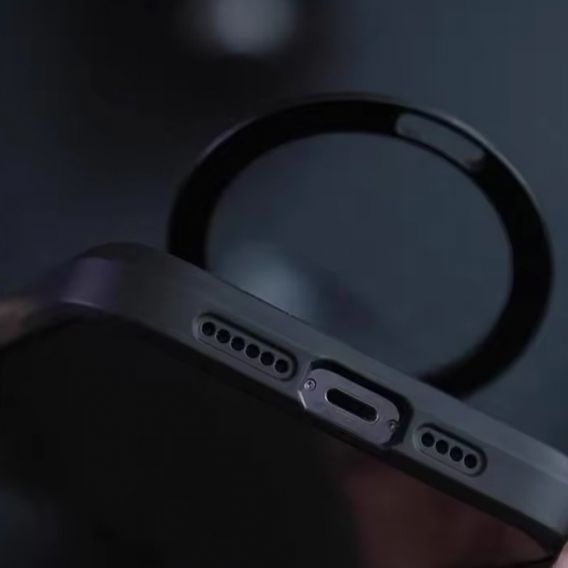 TPU+PC чохол Metal Buttons with MagSafe Carbon Ring для iPhone 15 Pro Max, Чорний