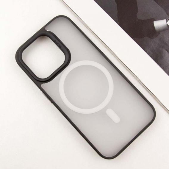 TPU+PC чохол Blueo Skin Friendly Frosted with MagSafe для Apple iPhone 16 Pro Max, Чорний / Біле кільце