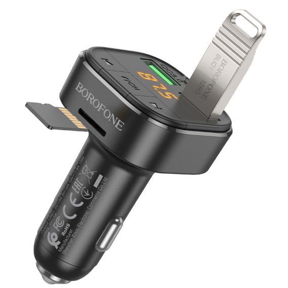 АЗУ FM модулятор Borofone BC43 Flash QC3.0, Black