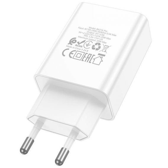 СЗУ Borofone BA21A Pro Long journey PD20W (1USB-C), White