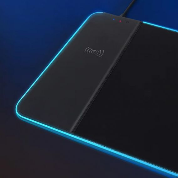 Ігрова поверхня (килимок) STAND JD-S60 з БЗУ 15W LED + RGB (800 * 300 * 6mm), Black