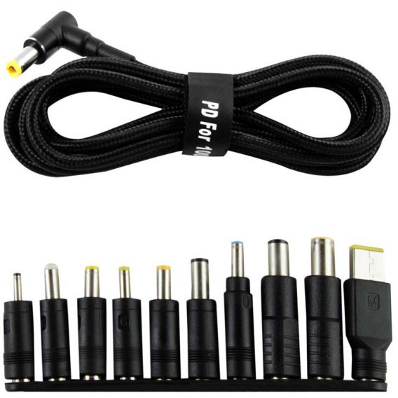 Кабель USB-C to DC 100W з набором перехідників для ноутбука 10in1, Black