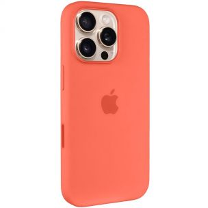 Чехол Silicone case (AAA) with Magsafe and Animation (button) для Apple iPhone 16 Pro Max, Tangerine