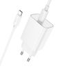 СЗУ Hoco C143A Benefit PD20W (1USB-C) + кабель Type-C to Type-C, White