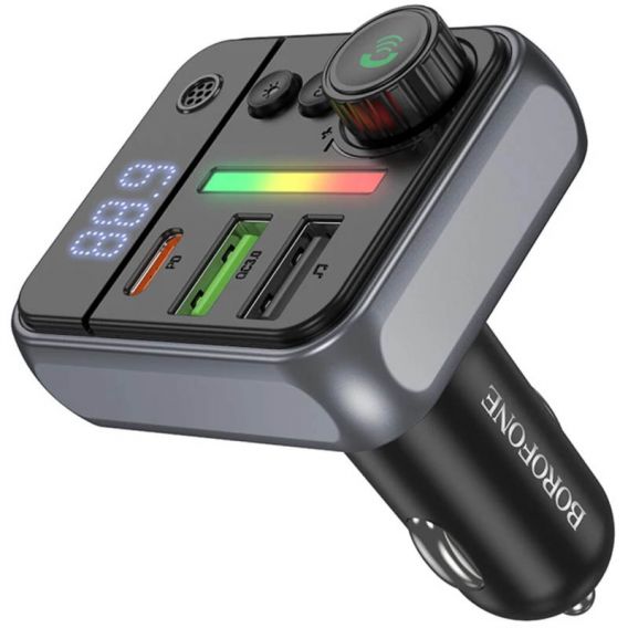 АЗУ FM модулятор Borofone BC50 Ascenso PD20W+QC3.0 18W (2USB-A/1C), Black