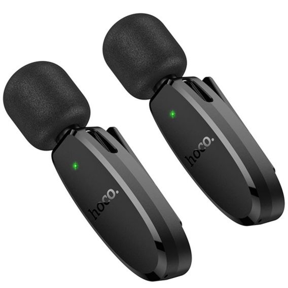 Петличний бездротовий мікрофон Hoco L15 Dual-mic clip-on wireless digital (Lightning/Type-C), Black