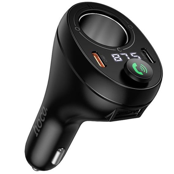 АЗУ FM модулятор Hoco E88 Star cigarette lighter 35W (2USB-C), Black