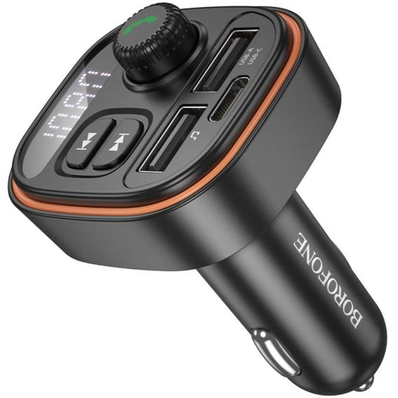 АЗУ FM модулятор Borofone BC59 Heroic (2USB-A/1C), Black