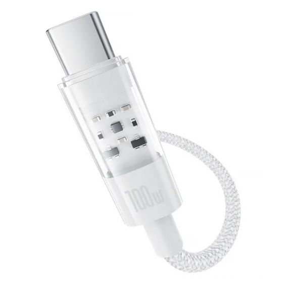 Дата кабель Baseus Gem Fast Charging Type-C to Type-C 100W (1m) (P10373000111), Moon White