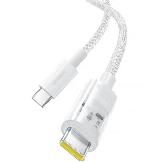 Дата кабель Baseus Gem Fast Charging Type-C to Type-C 100W (1m) (P10373000111), Moon White