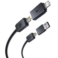 Дата кабель Baseus Versatile Two-for-Two USB/Type-C to Type-C/Lightning 60W (0.6m) (P10383000) Cosmic Black Дата кабель Baseus Versatile Two-for-Two USB/Type-C to Type-C/Lightning 60W (0.6m) (P10383000) Cosmic Black
