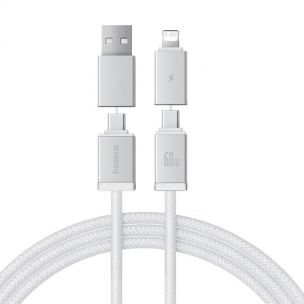 Дата кабель Baseus Versatile Two-for-Two USB/Type-C to Type-C/Lightning 60W (2m) (P10383000) Moon White