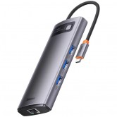 Перехідник HUB Baseus Metal Gleam Series 7-Port Clarity (Type-C to HDMI+USB3.0*3+PD+SD/TF) (B000307) Station Gray Перехідник HUB Baseus Metal Gleam Series 7-Port Clarity (Type-C to HDMI+USB3.0*3+PD+SD/TF) (B000307) Station Gray