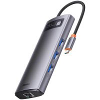 Перехідник HUB Baseus Metal Gleam Series 7-Port Clarity (Type-C to HDMI+USB3.0*3+PD+SD/TF) (B000307), Station Gray
