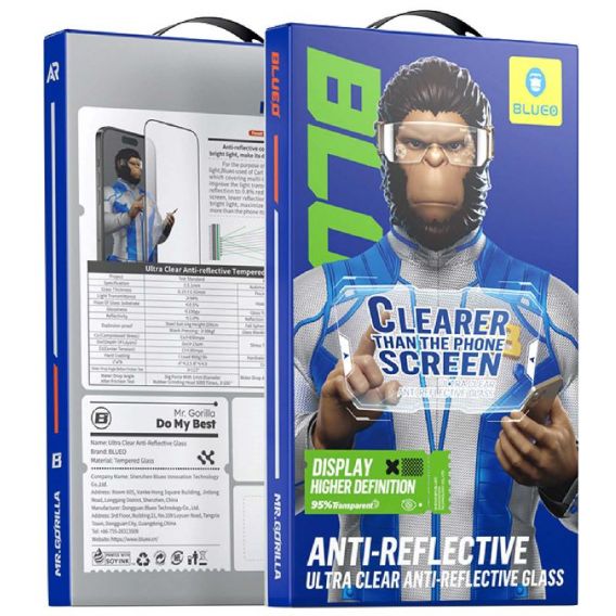 Захисне 2.5D скло Blueo AR Anti-Reflective HD для Apple iPhone 17 Pro Max / 16 Pro Max, Чорний