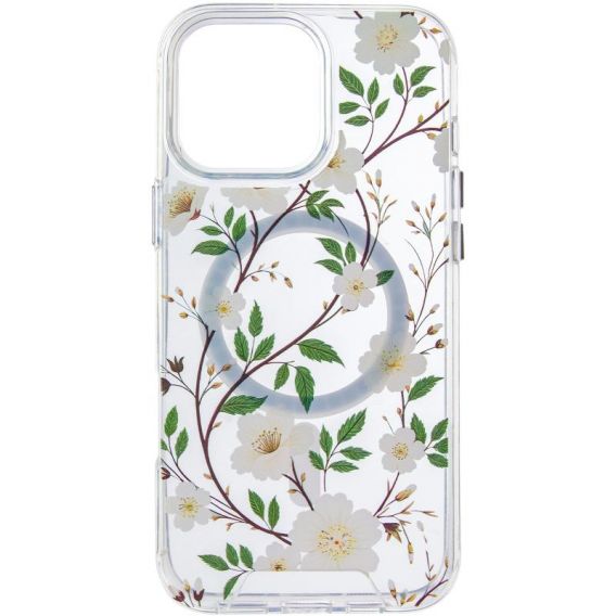 TPU+PC чохол Clear Garden with MagSafe для Apple iPhone 16 Pro, White Gardenia