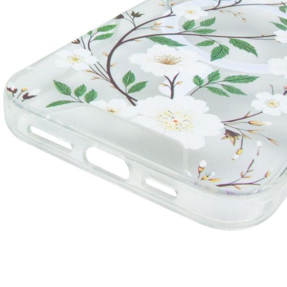 TPU+PC чохол Clear Garden with MagSafe для Apple iPhone 16 Pro, White Gardenia