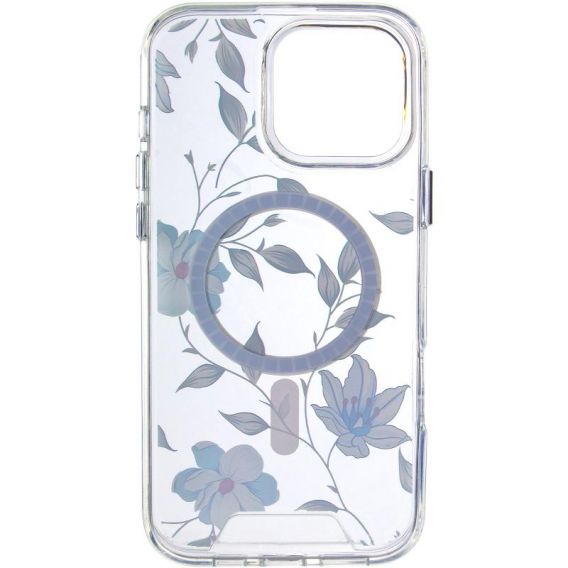 TPU+PC чохол Clear Garden with MagSafe для Apple iPhone 16 Pro, Blue Blossom