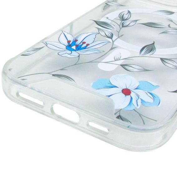 TPU+PC чохол Clear Garden with MagSafe для Apple iPhone 16 Pro, Blue Blossom