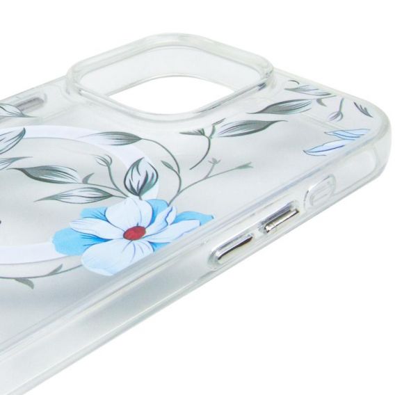 TPU+PC чохол Clear Garden with MagSafe для Apple iPhone 16 Pro Max, Blue Blossom