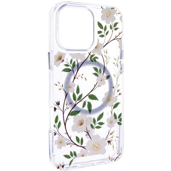 TPU+PC чохол Clear Garden with MagSafe для Apple iPhone 16e, White Gardenia