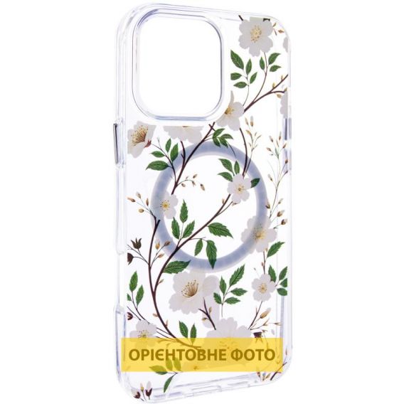 TPU+PC чохол Clear Garden with MagSafe для Apple iPhone 17, White Gardenia