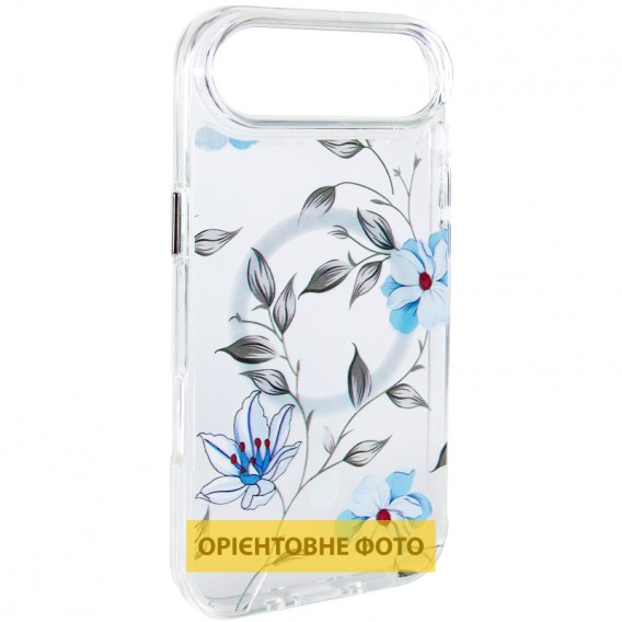 TPU+PC чохол Clear Garden with MagSafe для Apple iPhone 17 Air (6.5") Blue Blossom