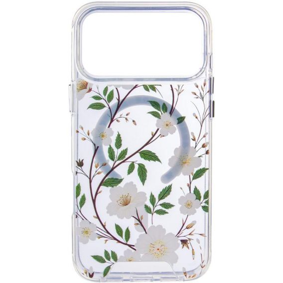 TPU+PC чохол Clear Garden with MagSafe для Apple iPhone 17 Pro, White Gardenia