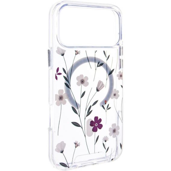 TPU+PC чохол Clear Garden with MagSafe для Apple iPhone 17 Pro, Cherry Petal