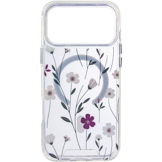 TPU+PC чохол Clear Garden with MagSafe для Apple iPhone 17 Pro, Cherry Petal