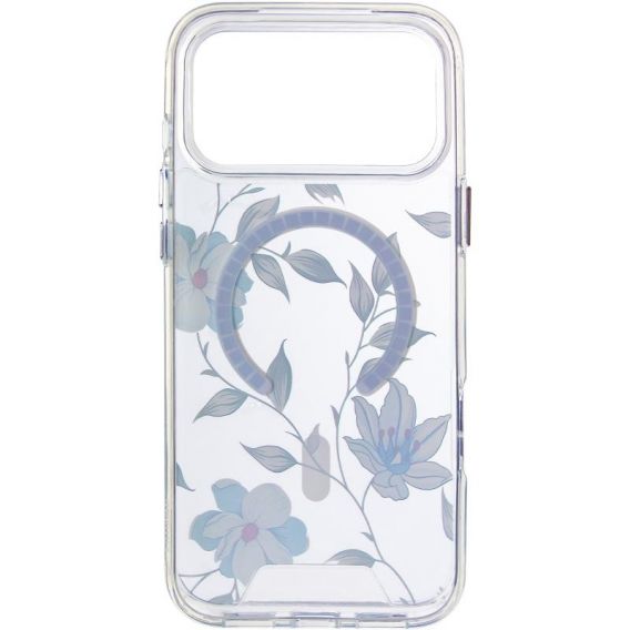 TPU+PC чохол Clear Garden with MagSafe для Apple iPhone 17 Pro Max, Blue Blossom