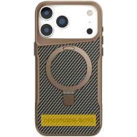 TPU+PC чохол Metal Buttons with MagSafe Carbon Ring для Apple iPhone 17, Золотий