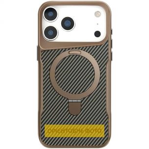 TPU+PC чехол Metal Buttons with MagSafe Carbon Ring для Apple iPhone 17 Air, Золотой