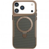TPU+PC чехол для iPhone 18 Pro / iPhone 17 Pro Metal Buttons with MagSafe Carbon Ring Золотой TPU+PC чехол для iPhone 18 Pro / iPhone 17 Pro Metal Buttons with MagSafe Carbon Ring Золотой