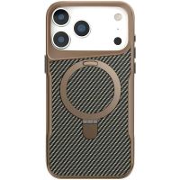TPU+PC чохол Metal Buttons with MagSafe Carbon Ring для Apple iPhone 17 Pro, Золотий