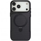 TPU+PC чехол для iPhone 18 Pro / iPhone 17 Pro Metal Buttons with MagSafe Carbon Ring Черный