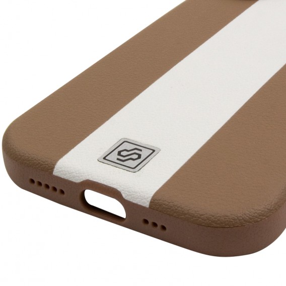 Кожаный чехол Rally with MagSafe для Apple iPhone 17 (6.3) Beige / White