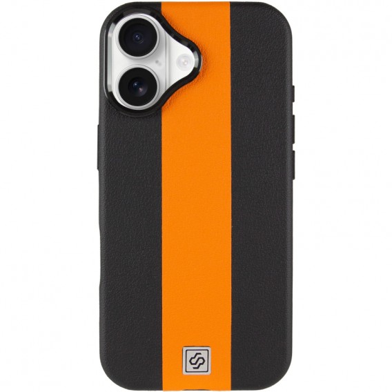 Кожаный чехол Rally with MagSafe для Apple iPhone 17 (6.3) Black / Orange